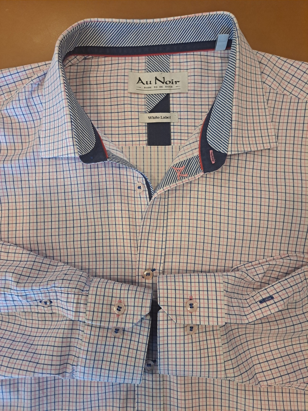 Au Noir Jewelry White Label Men’s Pink & Blue Check Dress Shirt